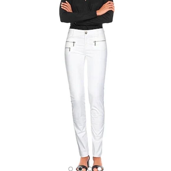 Benetton white distressed jeans with three zippers in front and slit ankle XS - Picture 1 of 8